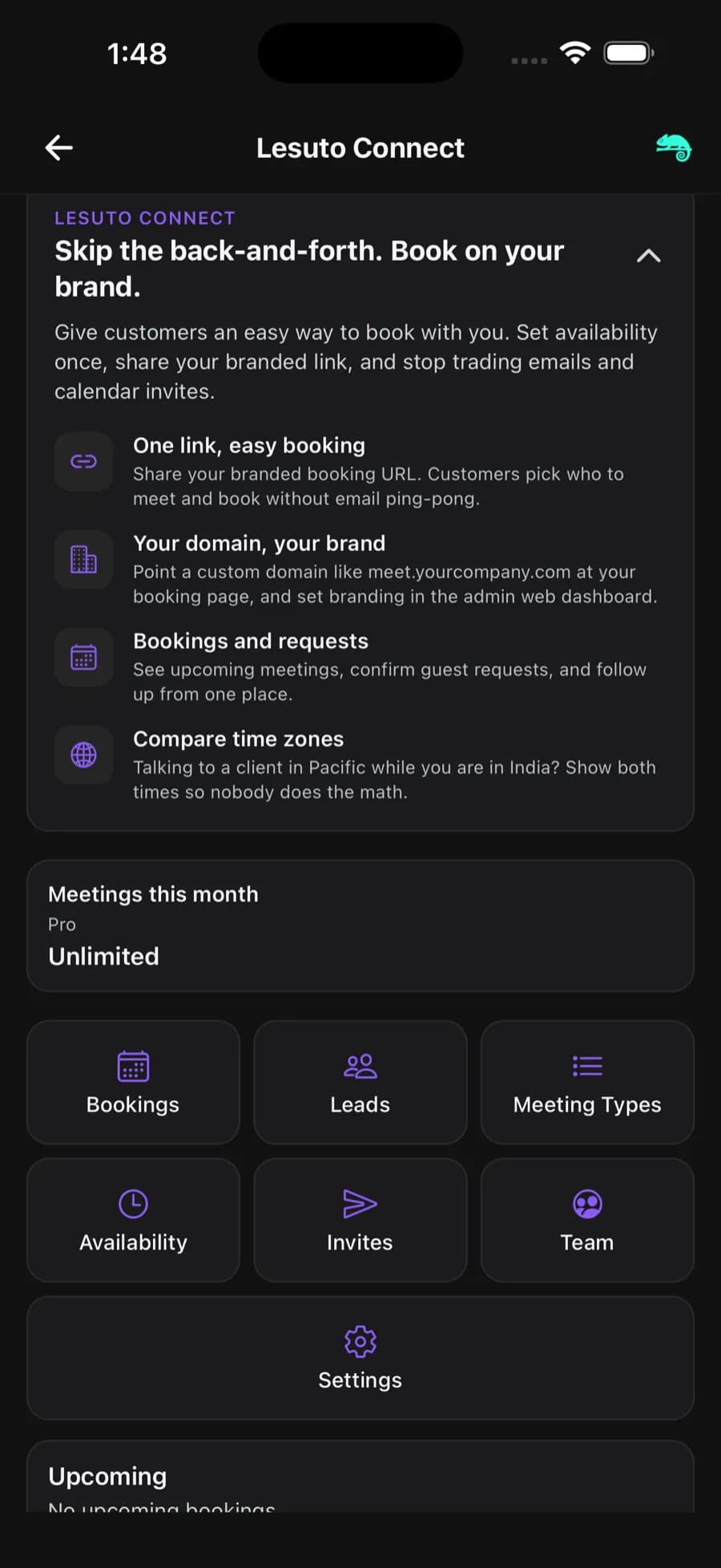 Lesuto Connect home in the Seller app